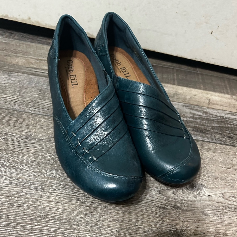 Cobb Hill by New Balance slip on low heel loafer  in Deep Teal